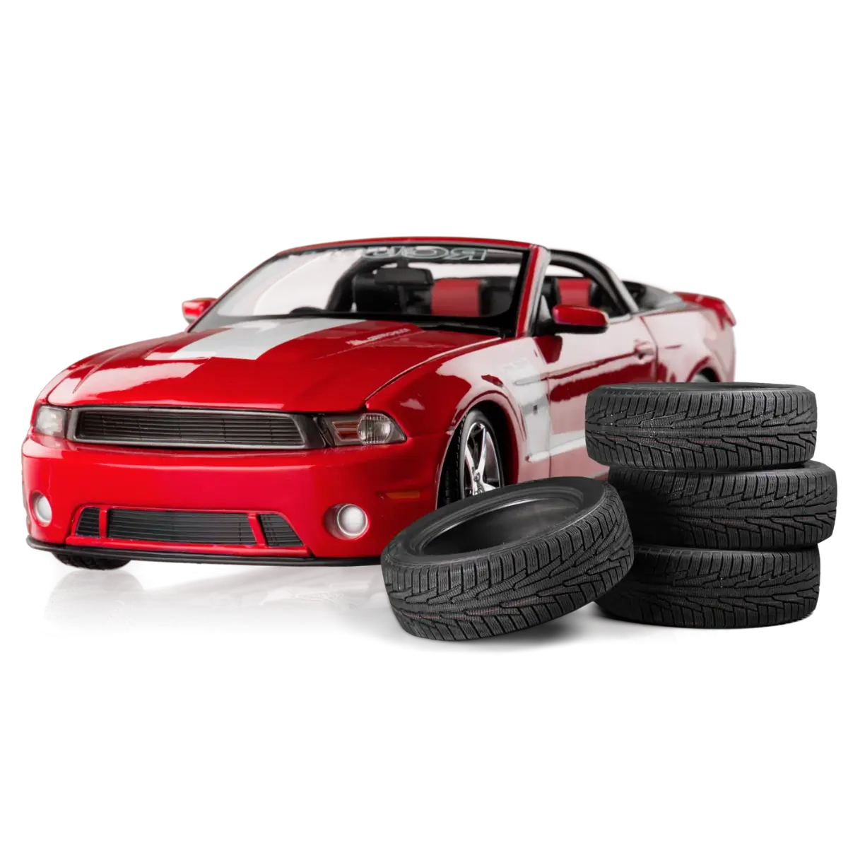 complete-insurance-hub Red sports car with stacked wheels symbolizing complete car insurance coverage and safety at complete insurance hub